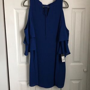 NWT BLUE COLD SHOULDER DRESS